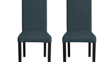 Set 2 scaune living TEO, picioare lemn wenge, stofa albastru, 46x60x98 cm