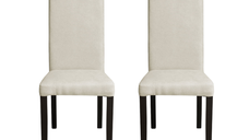 Set 2 scaune living TEO, picioare lemn wenge, stofa crem, 46x60x98 cm