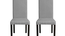 Set 2 scaune living TEO, picioare lemn wenge, stofa gri deschis, 46x60x98 cm