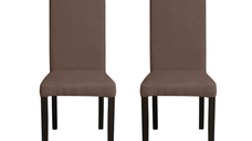 Set 2 scaune living TEO, picioare lemn wenge, stofa maro, 46x60x98 cm