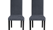 Set 2 scaune living TEO, picioare lemn wenge, stofa z albastru, 46x60x98 cm