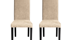 Set 2 scaune living TEO, picioare lemn wenge, stofa z bej, 46x60x98 cm