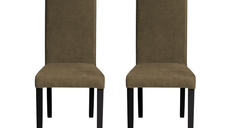 Set 2 scaune living TEO, picioare lemn wenge, stofa z kaki, 46x60x98 cm