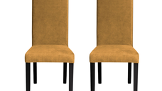 Set 2 scaune living TEO, picioare lemn wenge, stofa z mustar, 46x60x98 cm