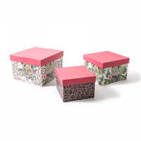 Set 3 cutii patrate SAFARI, roz, 17x17x11.5 cm - 1