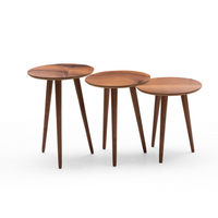 Set 3 masute auxiliare DUNYA , urartu + nuc, 39x50 45 40x50 45 40 cm - 1