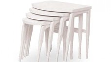 Set 4 masute cafea GRS 2227, alb, 60x41x51 cm