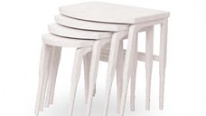 Set 4 masute cafea GRS 2227, alb, 60x41x51 cm