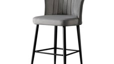 Set 4 scaune bar RUBI, gri si negru, dimensiuni 52x42x97 cm
