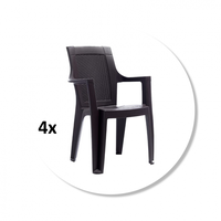 Set 4 scaune gradina ELEGANCE, model ratan, antracit, 62x57x88 cm - 1