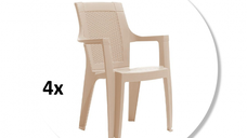 Set 4 scaune gradina ELEGANCE, model ratan, cappucino, 62x57x88 cm