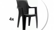 Set 4 scaune gradina ELEGANCE, model ratan, maro, 62x57x88 cm