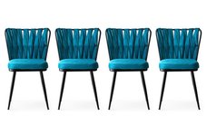 Set 4 scaune KUSAKLI, negru si albastru, dimensiuni 43x43x82 cm