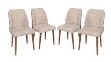 Set 4 scaune NOVA, crem si nuc, dimensiuni 50x49x90 cm
