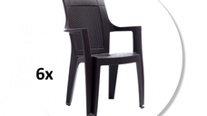 Set 6 scaune gradina ELEGANCE, model ratan, antracit, 62x57x88 cm