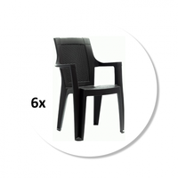 Set 6 scaune gradina ELEGANCE, model ratan, maro, 62x57x88 cm - 1