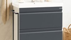 Set Baza Baie MDF cu Lavoar Seria 786, Cadru Metalic, 60 cm, Antracit