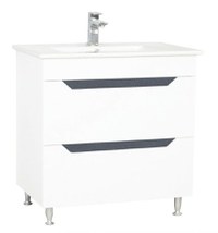 Set Baza cu front MDF si Lavoar, seria 056, sertare, 80 cm, alb antracit - 1