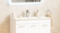 Set Baza cu Lavoar si Oglinda cu iluminare LED, seria 067, 80 cm, alb