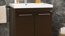 Set Baza Front din MDF si Lavoar Seria 754, Cadru Metalic, 60 cm, Wenge
