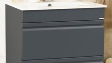 Set Baza Front MDF cu Lavoar 086, 70 cm, Antracit, cu Sertare Soft-Close