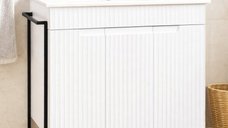 Set Baza Front MDF cu Lavoar Seria 033, Cadru Metalic, 80 cm, Alb Rustic