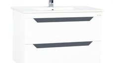 Set Baza Front MDF cu Lavoar, Seria 056, 80 cm, Suspendata, Alb Antracit