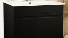 Set Baza Front MDF cu Lavoar Seria 086, 70 cm, Negru