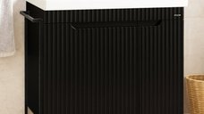 Set Baza Front MDF cu Lavoar Seria 733, Cadru Metalic, 80 cm, Negru