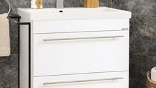 Set Baza Front MDF cu Lavoar Seria 754, Cadru Metalic, Sertare, 70 cm, Alb