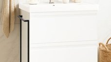 Set Baza Front MDF cu Lavoar Seria 786, Cadru Metalic, Sertare, 60 cm, Alb