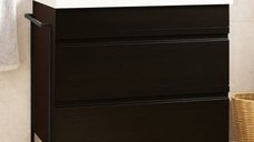 Set Baza Front MDF cu Lavoar Seria 786, Cadru Metalic, Sertare, 80 cm, Negru