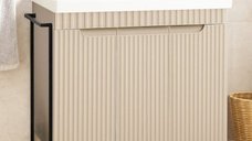 Set Baza Front MDF si Lavoar 733, Cadru Metalic, 80 cm, Crem, Montat