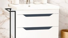 Set Baza Front MDF si Lavoar 756, Sertare, Cadru Metalic, 70 cm, Alb si Antracit