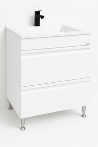 Set Baza front MDF si Lavoar granit seria 486, cu sertare, 60 cm, alb - 1