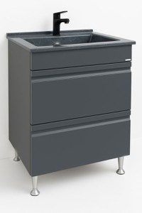 Set Baza front MDF si Lavoar granit seria 486, cu sertare, 60 cm, antracit - 1