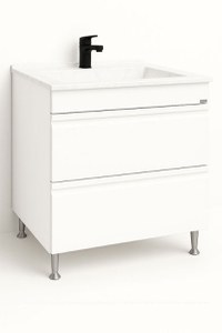 Set Baza front MDF si Lavoar granit seria 486, cu sertare, 80 cm, alb - 1