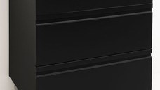 Set Baza front MDF si Lavoar granit seria 486, cu sertare, 80 cm, negru