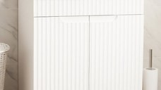 Set Baza front MDF si Lavoar seria 033, 60 cm, alb rustic