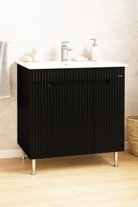 Set Baza front MDF si Lavoar seria 033, 80  cm, negru - 1