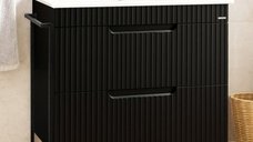 Set Baza Front MDF si Lavoar Seria 033, Cadru Metalic cu Sertare, 80 cm, Negru