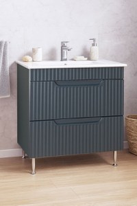 Set Baza front MDF si Lavoar seria 033, cu sertare, 80 cm, antracit - 1