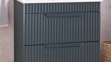 Set Baza front MDF si Lavoar seria 033, cu sertare, 80 cm, antracit