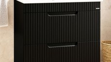 Set Baza front MDF si Lavoar seria 033, cu sertare, 80 cm, negru