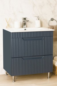 Set Baza front MDF si Lavoar seria 033, cu sertare, montat, 70 cm, antracit - 1