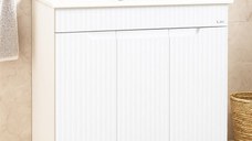 Set Baza front MDF si Lavoar seria 033, montat, 80 cm, alb rustic
