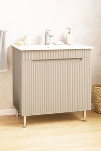Set Baza front MDF si Lavoar seria 033, montat, 80 cm, crem - 1