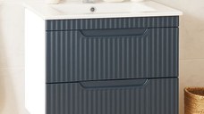 Set Baza front MDF si Lavoar seria 033, suspendata cu sertare, 60 cm, antracit