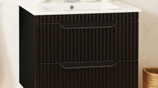 Set Baza front MDF si Lavoar seria 033, suspendata cu sertare, 60 cm, negru