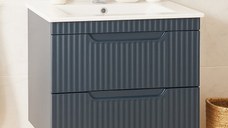 Set Baza front MDF si Lavoar seria 033, suspendata, cu sertare, montat, 60 cm, antracit